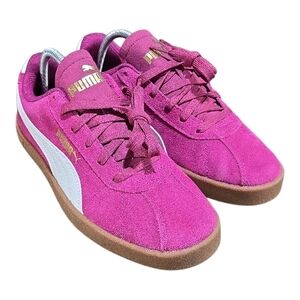 Puma Club II Era Sneakers 403137-17 Berry, White, Gold Women's Size 10